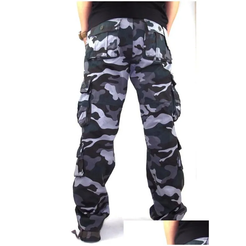 Men`S Pants Mens Cargo Outwear Camouflage Baggy Combat Mti-Pockets Casual Trousers Overalls Army Tactical Size 44 Drop Delivery Appar Dhra2