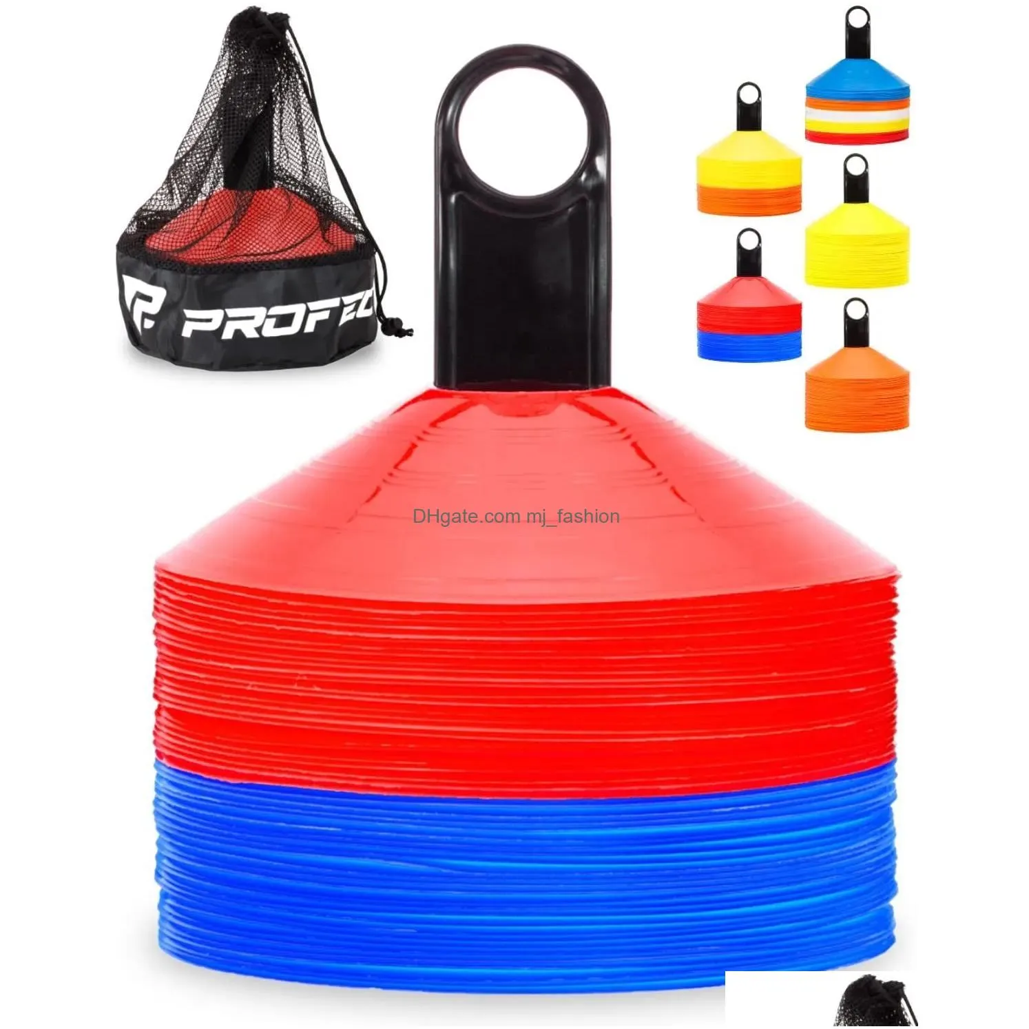 Training Equipment Soccer Cones Set Of 50 Agility With Carry Bag And Holder For Football Kids Sports Field Cone Markers Drop Delivery Dhpml