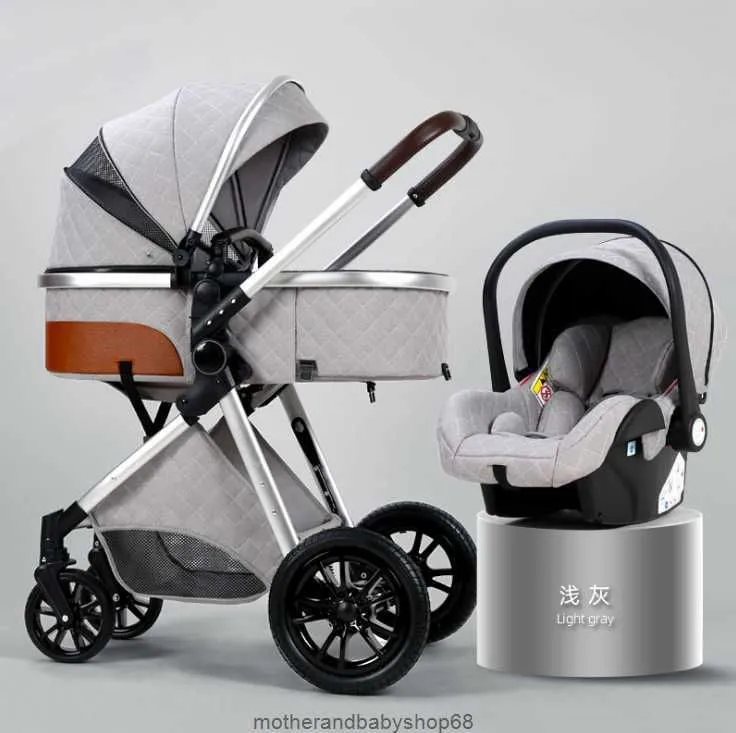 High Landscape 2-in-1 Baby Stroller That Can Sit Lie Down Change Direction Shock Absorption and Fold Newborn Children`s Handcart