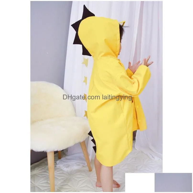 kids raincoat dinosaur waterproof coat for children windproof rain coat boy girls poncho student regenjas kinderen yellow 18m8y5221479