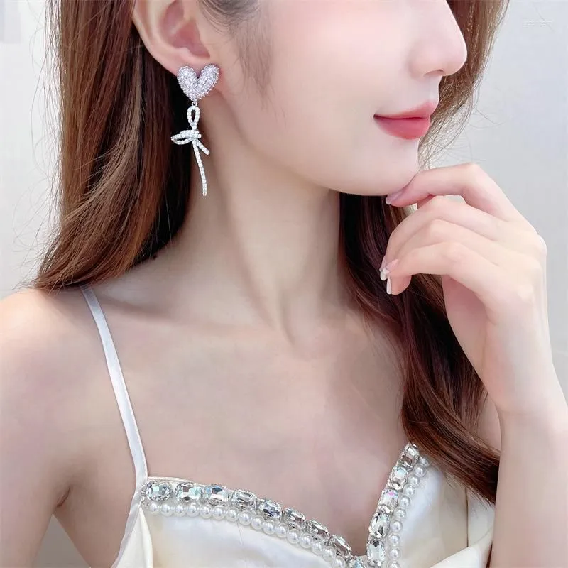 Dangle Earrings Women 2022 Fashion Zircon Inlaid Ear Jewelry Wholesale  Sweet Taste Pink Confession Love Balloon
