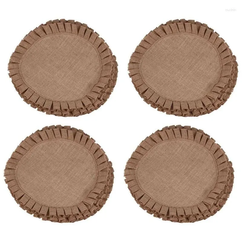 Table Mats Rustic Farmhouse Burlap Round Placemats Set Of 16 Size In 15 Inches Diameter