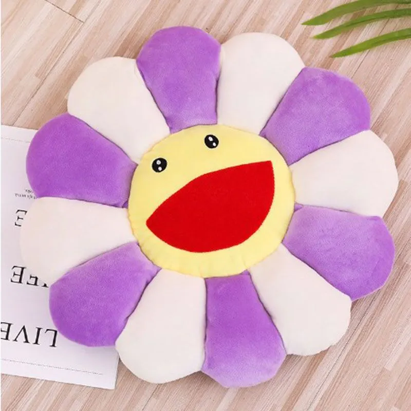 Sunflower Flower Plush Pillow Kawaii Smile Sunshine Comfortable Stuffed Toy Soft Doll Cat Pet Sofa Cushion Mat Pillow Home Bedroom Decor