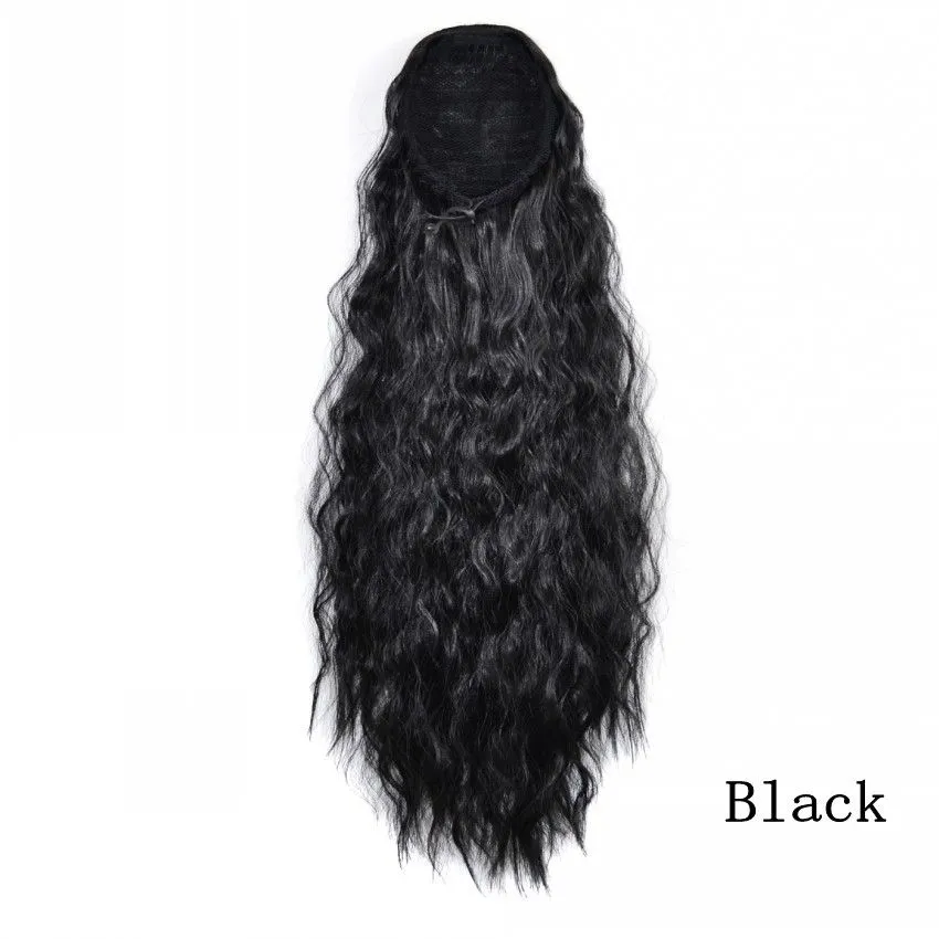 Long Curly Ponytail Hairpiece Heat Resistant Synthetic Hair Tail Lastic Mesh Drawstring Design Ponytail 55CM22Inch Clip Hair