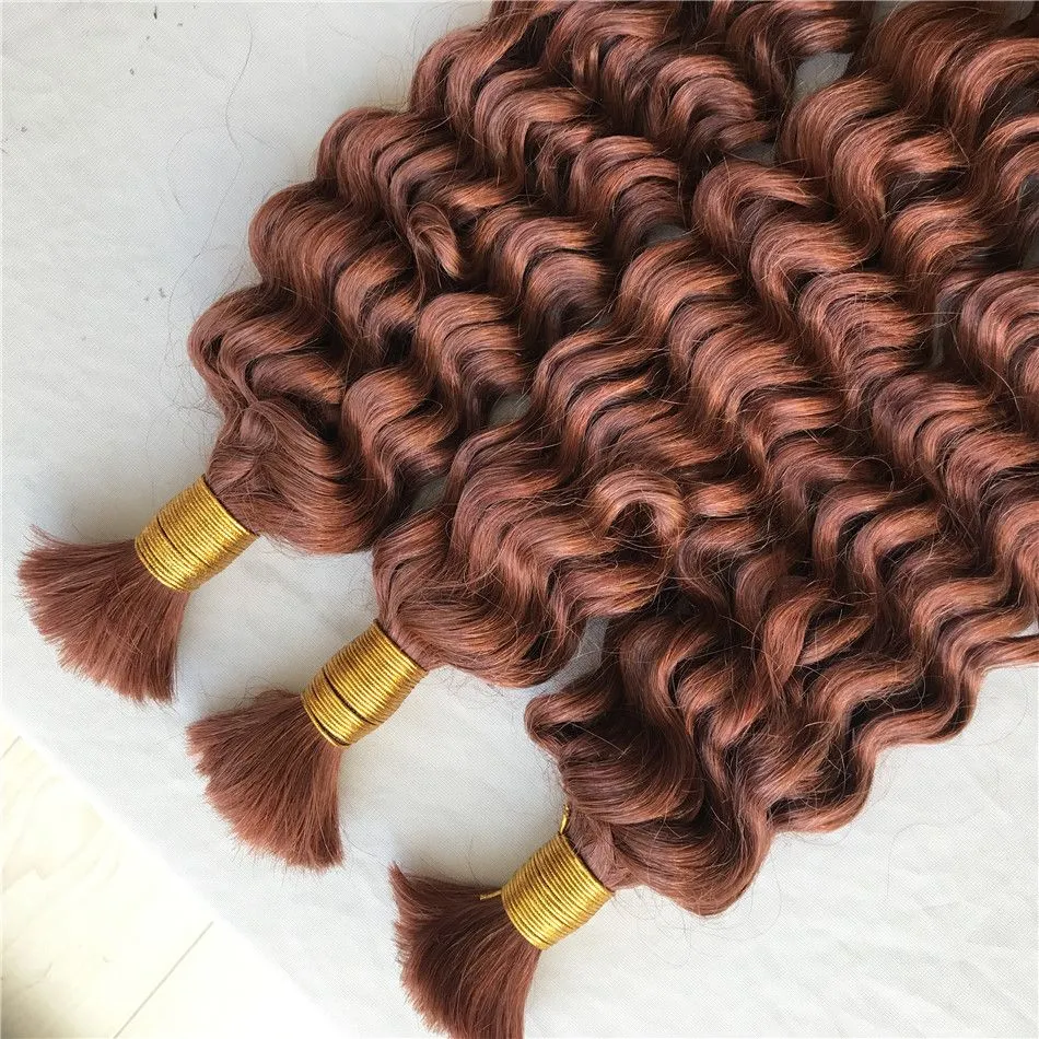 Bulks Deep Wave Bulk Hair Extensions Brazilian Human Hair No Weft #33 Bulk Human Hair for Braiding FDshine