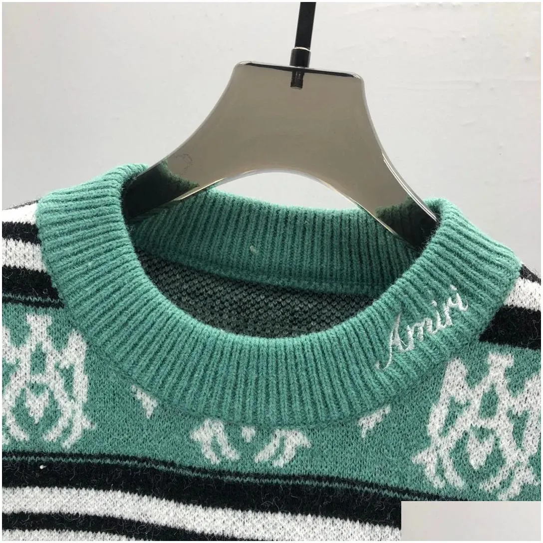Men`s Plus Size Hoodies & Sweatshirts jacquard letter knitted sweater in autumn / winter acquard knitting machine e Custom jnlarged detail crew neck cotton