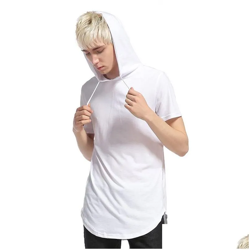 Men`S T-Shirts Mens High Street Style Zipper Hoodie Breathable Short Sleeve European And American Wind Tshirts Drop Delivery Apparel C Dhukd