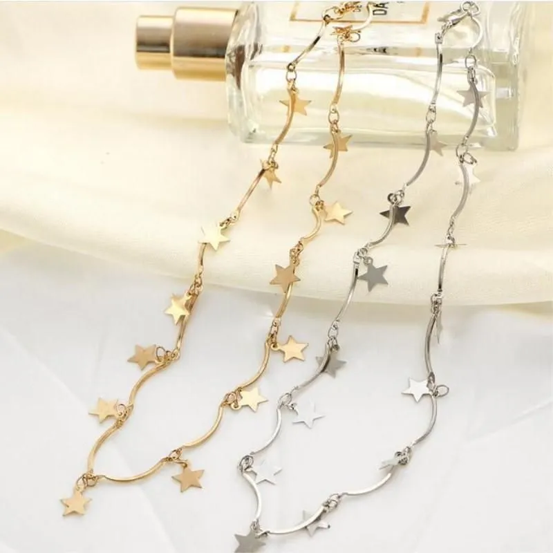 Fashion Gold Color Chain Tiny Star Choker Necklace For Women Bijou Necklaces Pendants Simple Boho Layering Chokers 8ND199