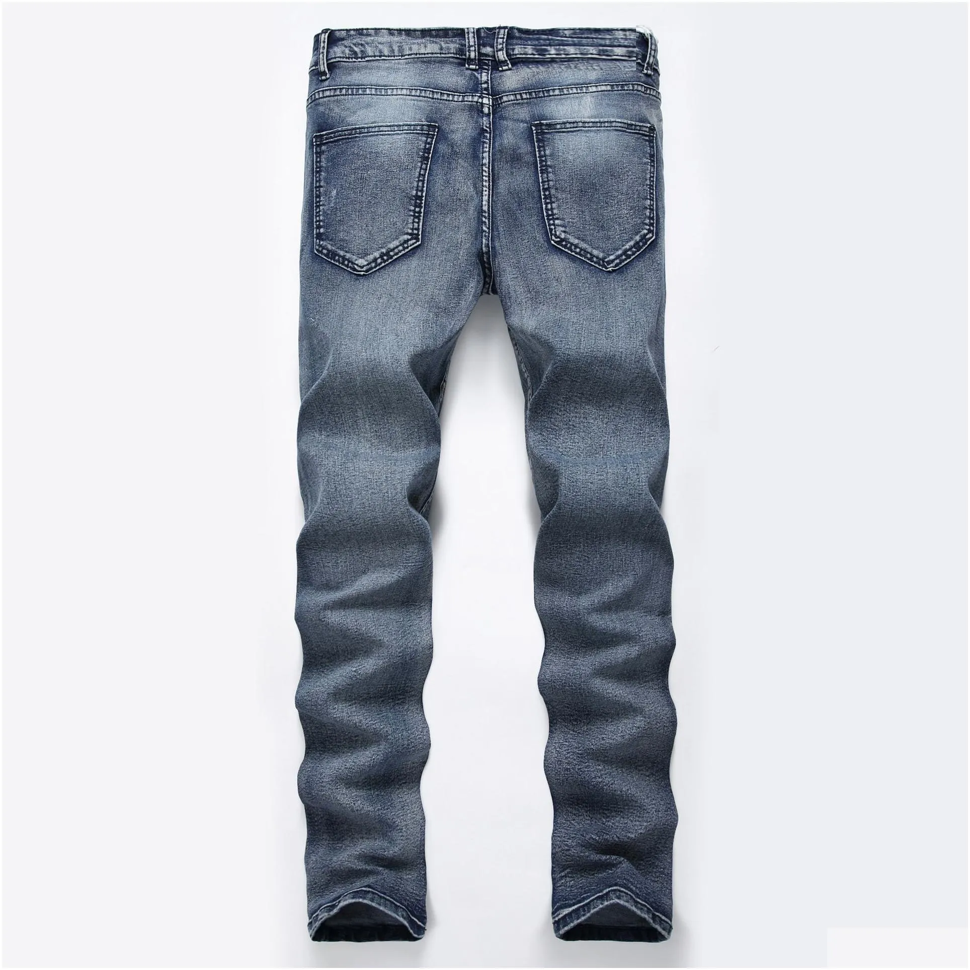 Men`S Jeans Mens 6 Colors Stretch Straight Retro Slim Fashion Denim Pants Ripped Died Pencil Motorcycle Drop Delivery Apparel Clothin Dh0Yf