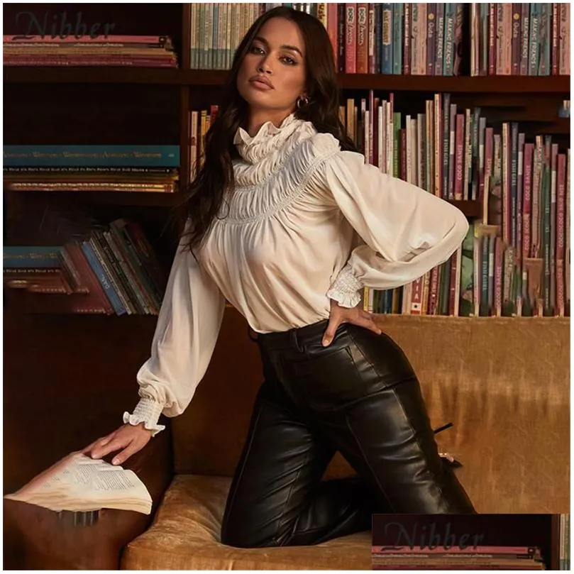 Women`S Pants & Capris Nibber Luxurious Faux Leather Vintage Y2K Leisure Straight For Women Autumn Winter Office Lady Slim Design Tro Dhg8D