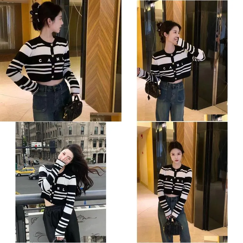 Autumn new high-end luxury black striped long-sleeved female small fragrance custom temperament of a woman with embroidered embroidered