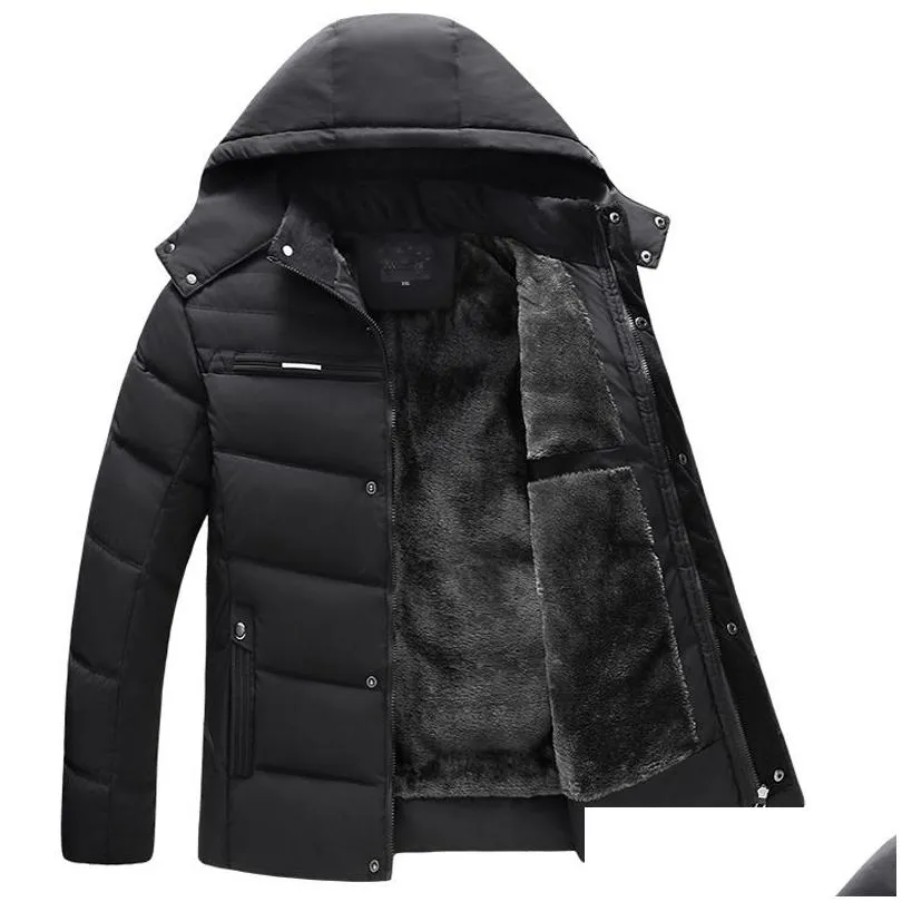 Men`S Down & Parkas New Mens Jacket Winter Coat Hooded Jackets Men Outdoor Fashion Casual Thicken Xl-4Xl Drop Delivery Apparel Clothin Dh8Lg