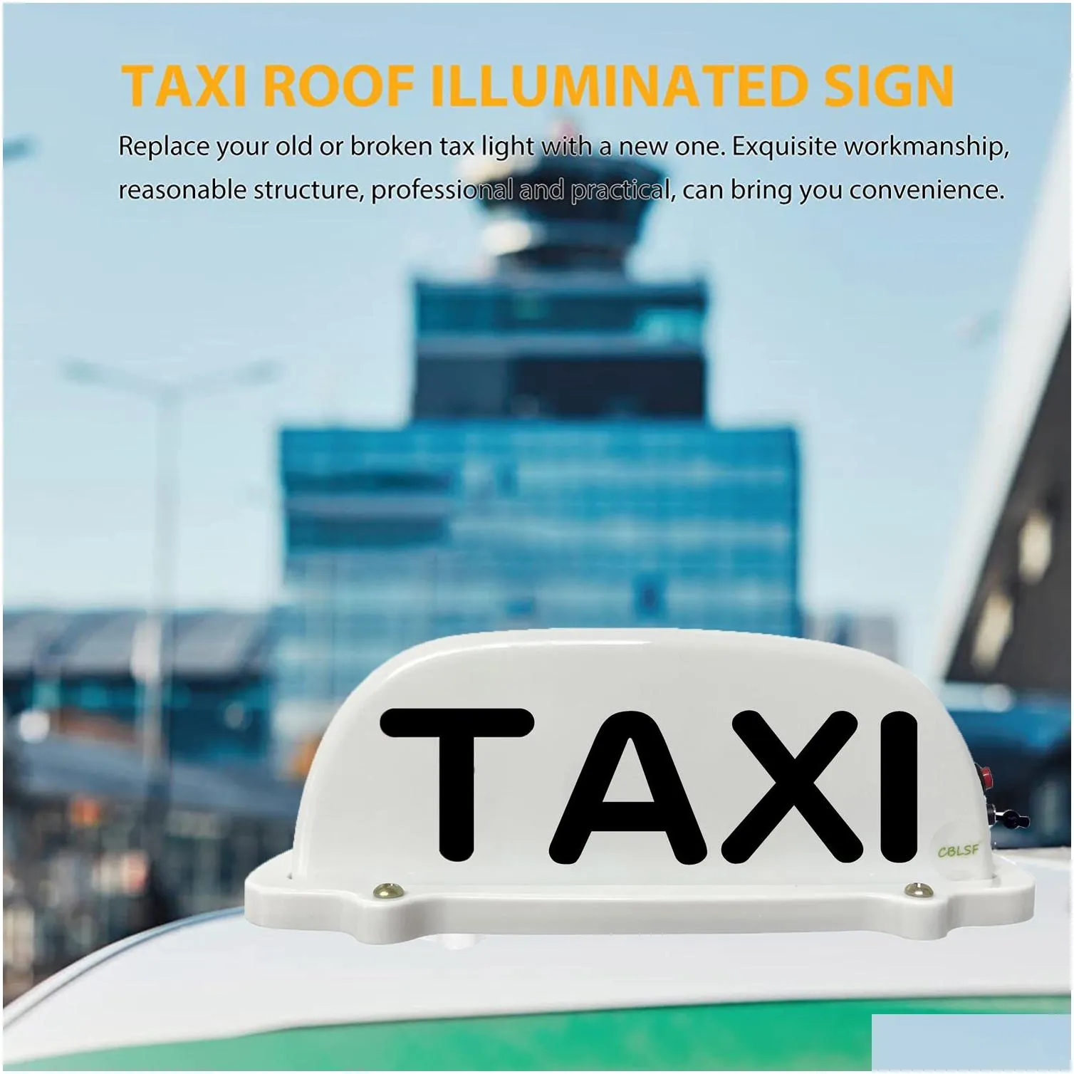 TAXI Cab Top Roof Sign USB Rechargeable Battery with Magnetic Base Waterproof Cab Indicator Sign Lamp Windshield WHITE NEW