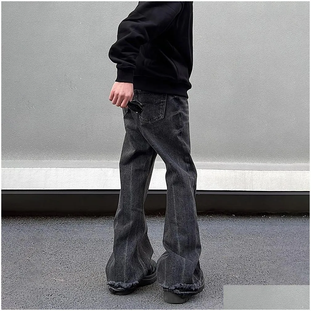 Men`s Jeans Wide Leg Mens Black Loose Straightleg Flared Trousers Summer Casual Streetwear Vintage Autumn High Street Y2k Denim Pants