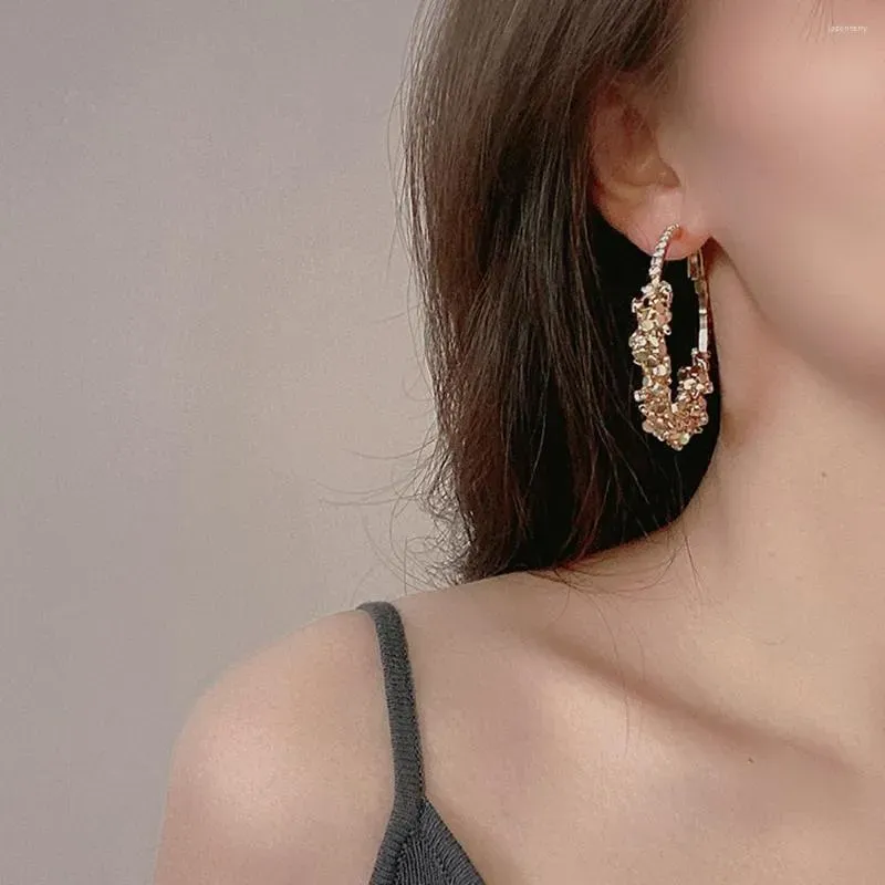 Hoop Earrings Ins Exaggerated Sexy Rhinestone Big Circle Metal High Quality Temperament Light Luxury Wholesale Cross-border