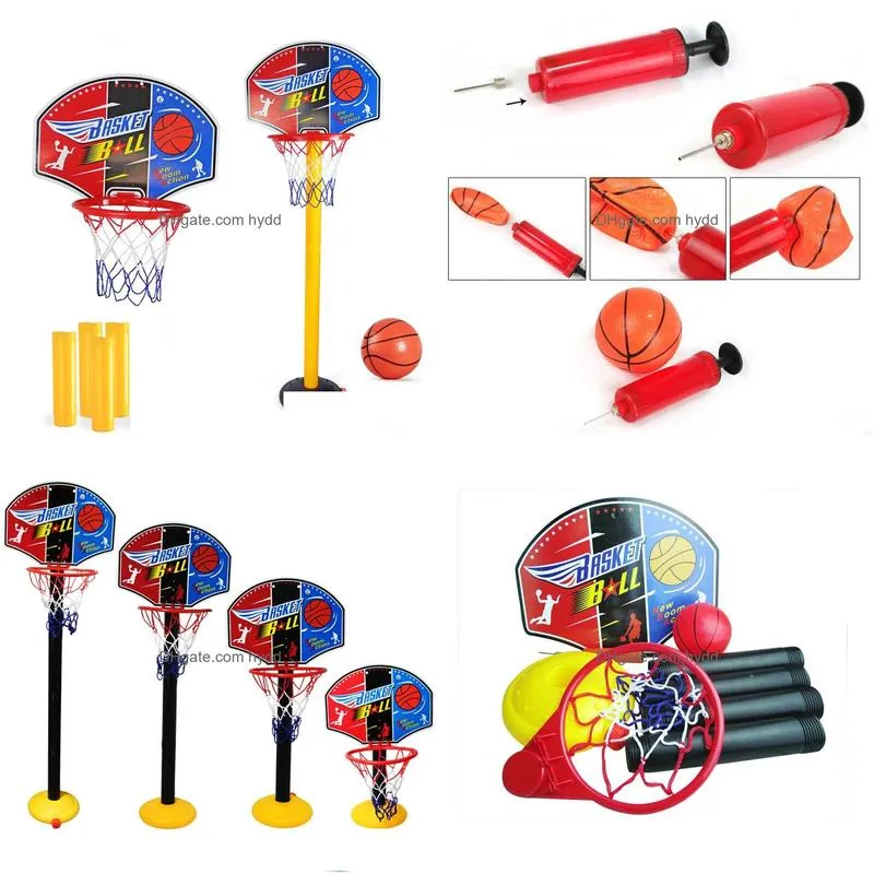 basketball hoop set for kids adjustable portable basketball stand sport game play set net ball and air pump toddler baby sport2237671