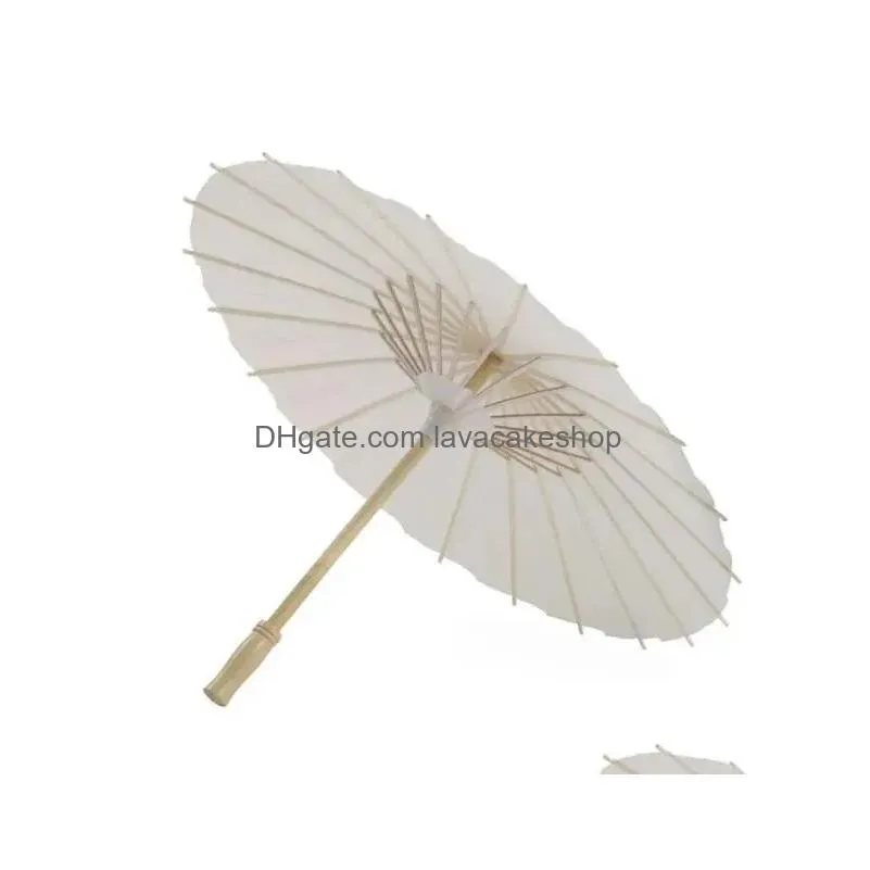 Umbrellas Fast Delivery 50Pcs Bridal Wedding Parasols White Paper Beauty Items Chinese Mini Craft Umbrella Diameter 60Cm Drop Home Gar Dhzqn