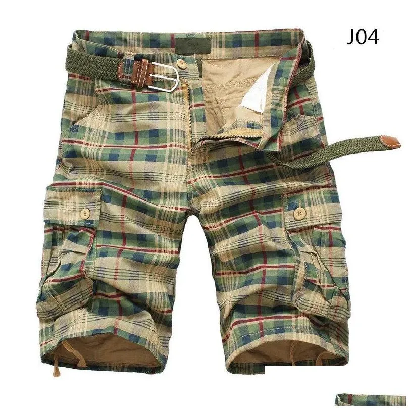 Men`S Shorts Men 2021 Fashion Plaid Beach Mens Casual Camo Camouflage Short Pants Male Bermuda Cargo Overalls Drop Delivery Apparel C Dhdws