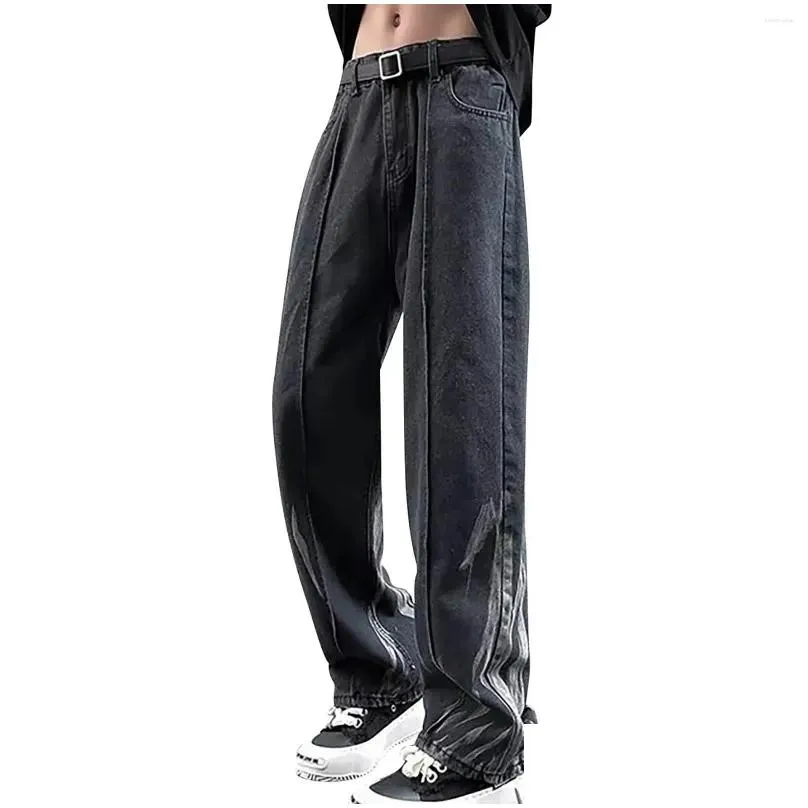 Men`s Jeans Korean Fashion Men Baggy Straight Trousers Male Retro Denim Pants Streetwear Vintage Man Clothes Harajuku