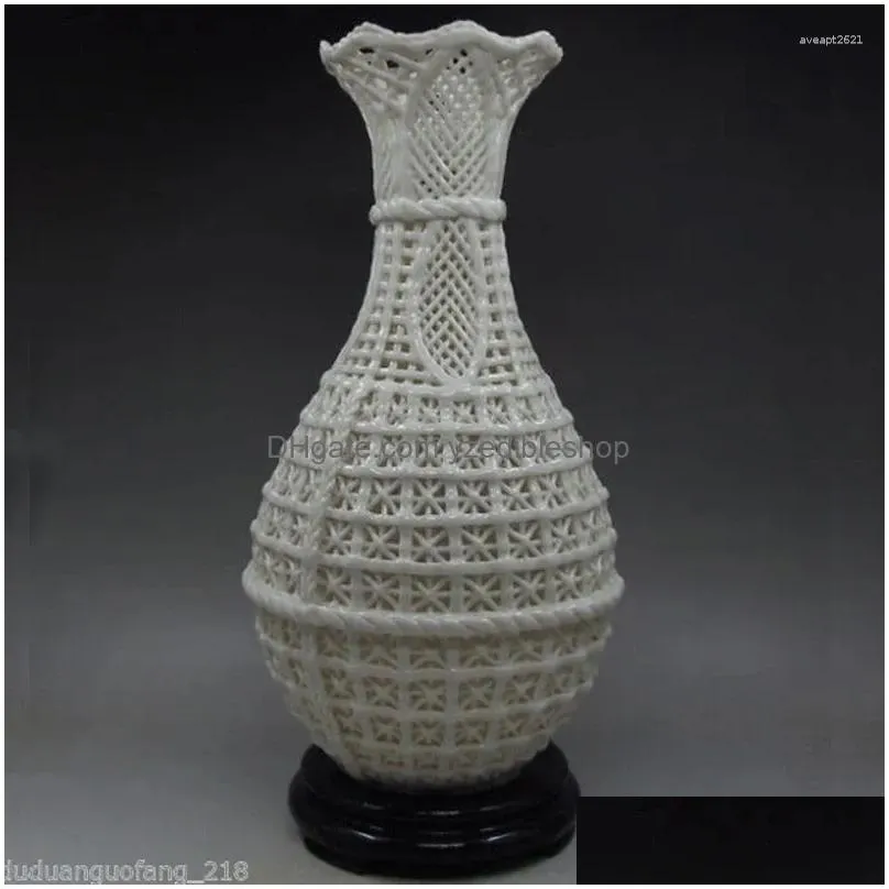 bottles delicate chinese decoration handwork carved openwork dehua white porcelain vase base no.3