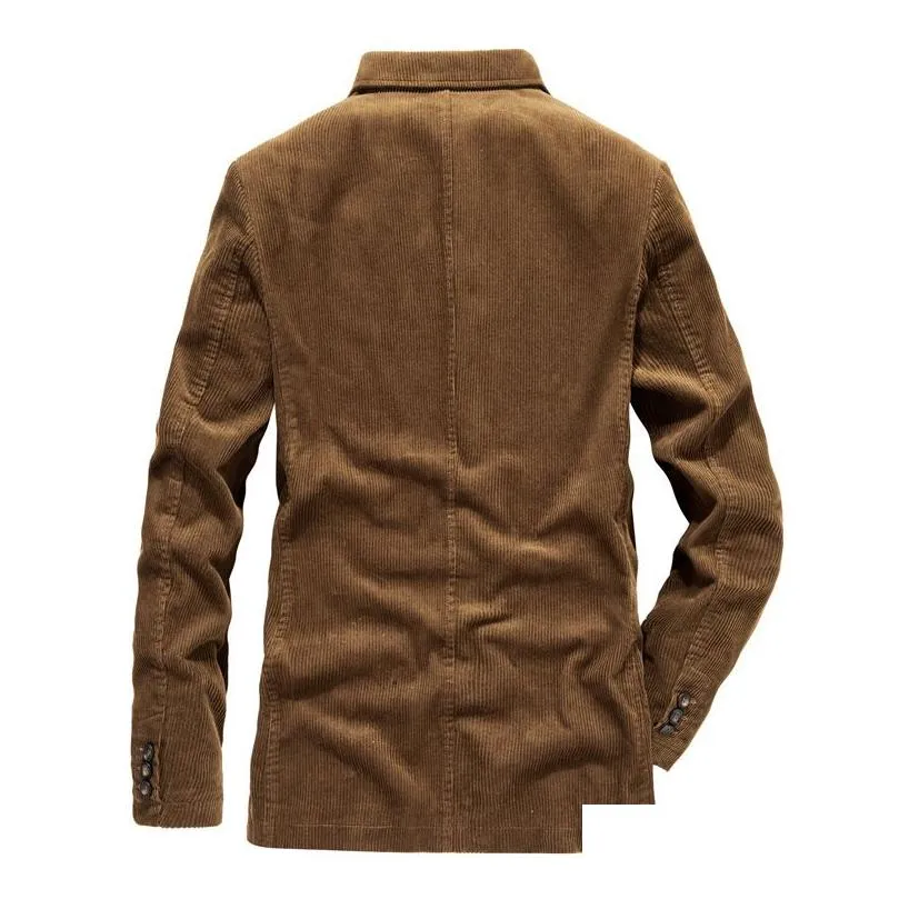 Men`S Suits & Blazers Mens Suit Retro Fashion Casual Corduroy Slim Fit Solid Color Male Personality Jacket Large Size Drop Delivery A Dh3Da