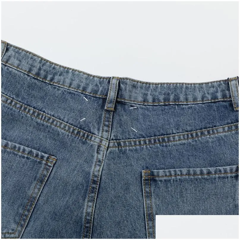 Men`s Jeans American Streetwear Mm6 Margiela Denim Pants Vintage Do Old Ripped Summer Fashion Personality Men Women Clothing 230909