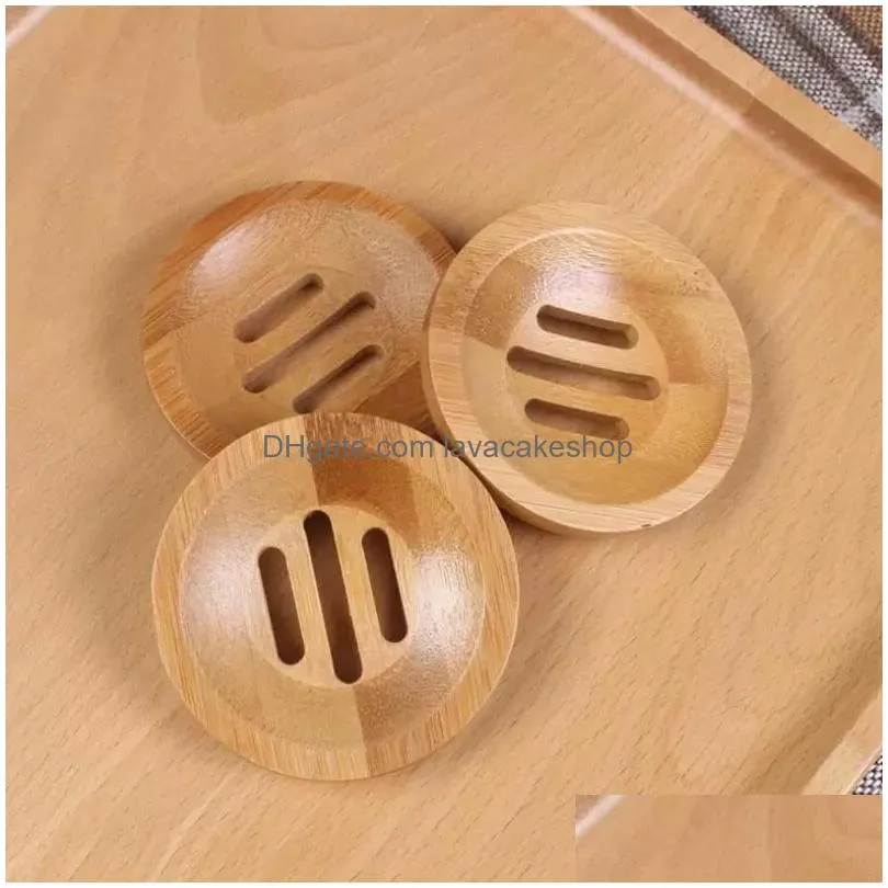 Other Bath & Toilet Supplies Round Soap Dish Eco-Friendly Natural Bamboo Handmade Mini Bathroom Rack 8X8Cm Sd As Drop Delivery Home Ga Dhz41
