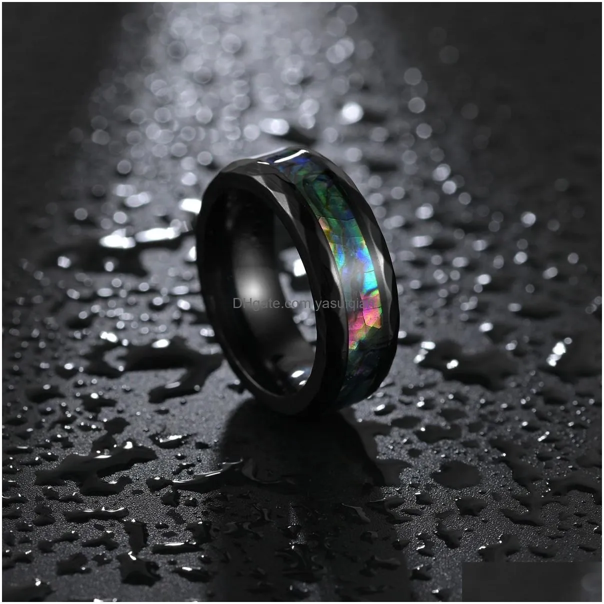 Band Rings Rhombus Edge Trim Black Rose Gold Tungsten Steel Ring Fashion Mens Wedding Bands For Men Jewelry Drop Delivery Ottqz