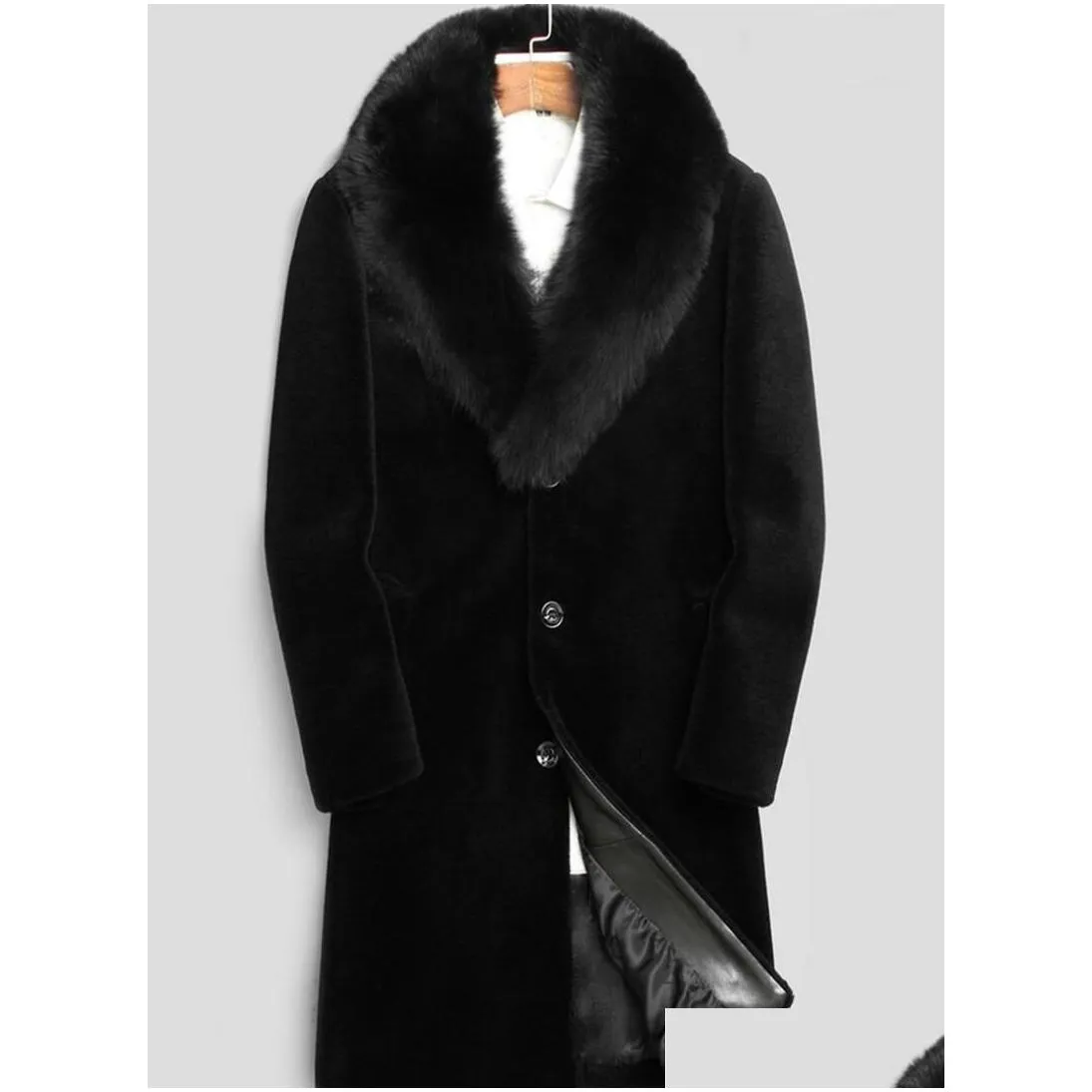 Men`S Wool & Blends Mens 2021 Winter Designer Jackets Hombres Warm Windbreaker Long Outerwears Coats Black Thicken Coat Drop Delivery Dhjlv