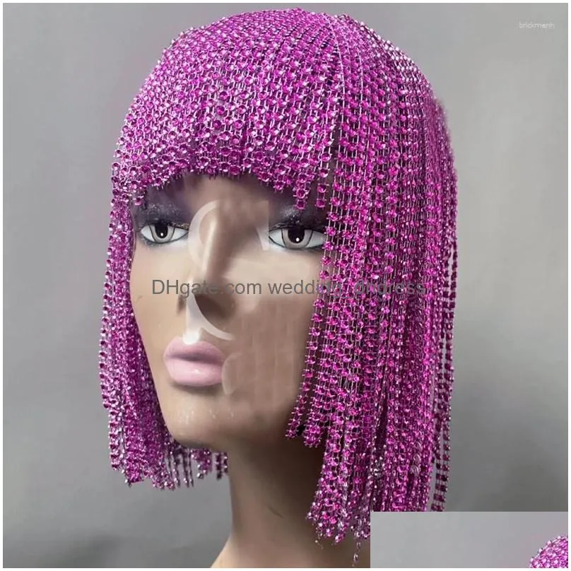 stage wear 6 colors tassels chain headwear wigs gogo dance costumes head ornament pole festival outfit women accessories xs5930