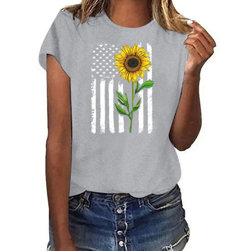 Women`S Plus Size T-Shirt Fashion Design Large Short Sleeve Summer Womens Flowers And Plants Pattern Cartoon Heart Top Personalized C Otwsy
