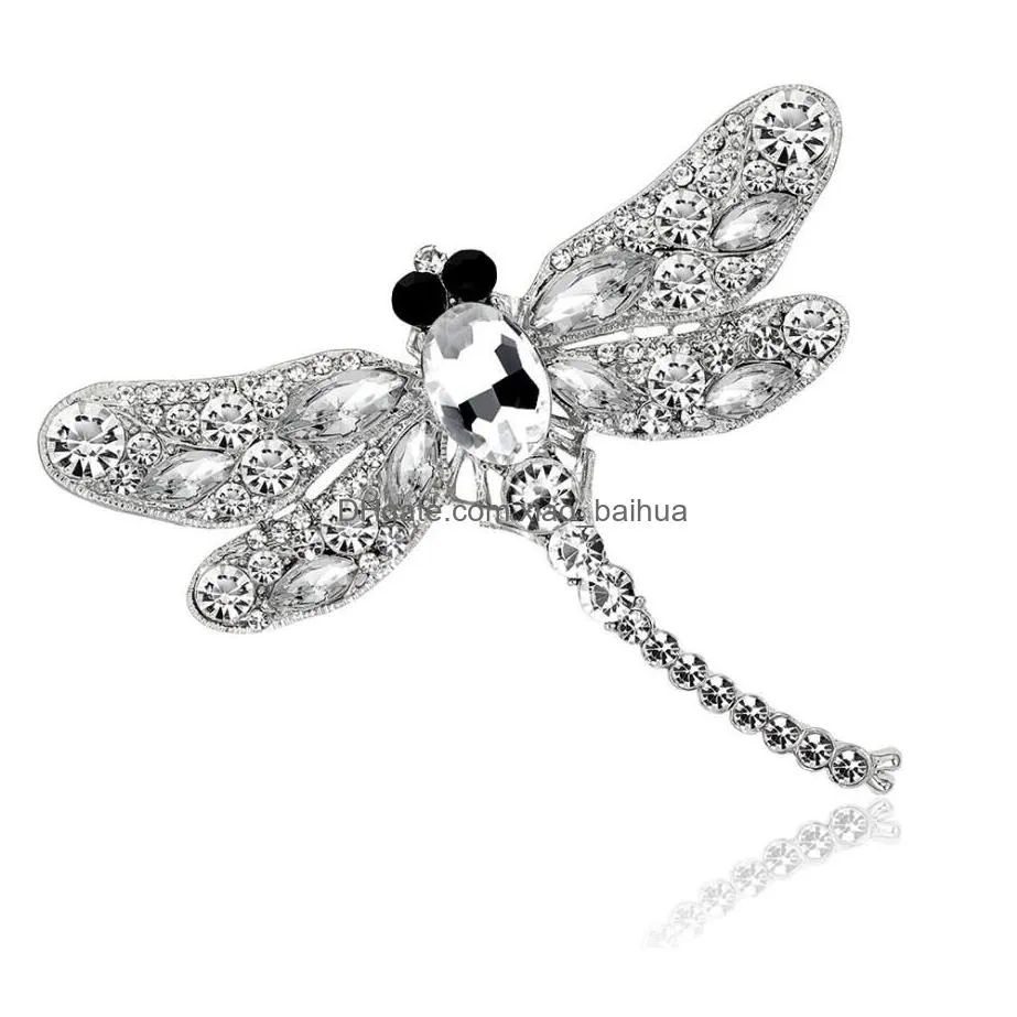 Pins, Brooches Crystal Vintage Dragonfly For Women High Grade Fashion Insect Brooch Pins Coat Accessories Animal Jewelry Gifts 7 Colo Dhiaz