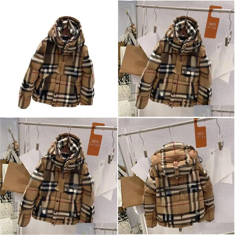 BU Brand Parkas Khaki Classic Plaid Hooded Coats Sleeves Detachable Jacket Autumn Winter