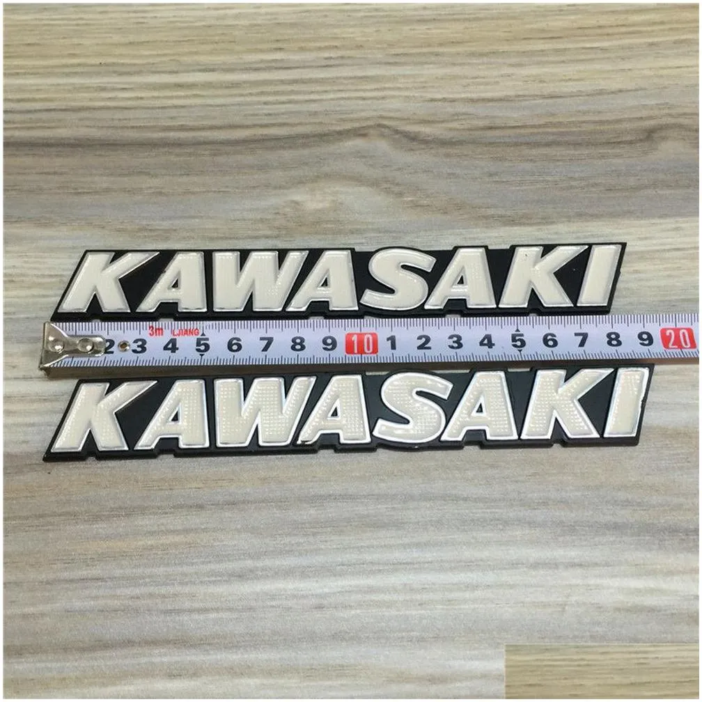 For modified Kawasaki Kawasaki retro car street car stereoscopic aluminum fuel tank hard standard white lettering buoy Decal metal274r