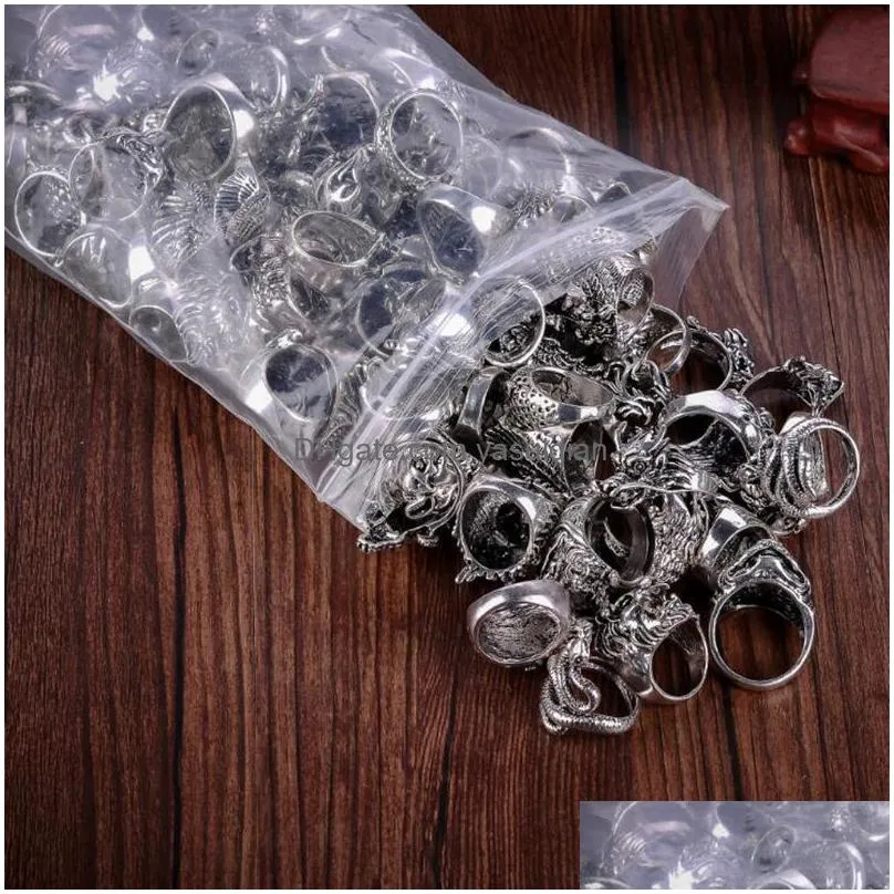 Band Rings Mixed 20Pcs Top-Quality Gothic Punk Assorted Wholesale Lots Skl Style Bikers Mens Vintage Tibetan Drop Delivery Jewelry Ri Otiwf