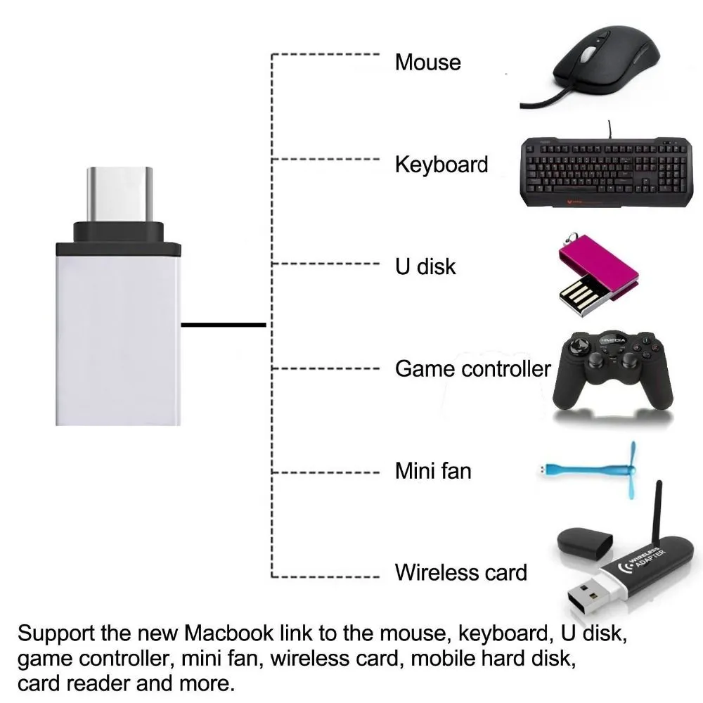 Metal Adapter Converter USB 3.1 Type C OTG Adapters Female adaptor for samsung android phone