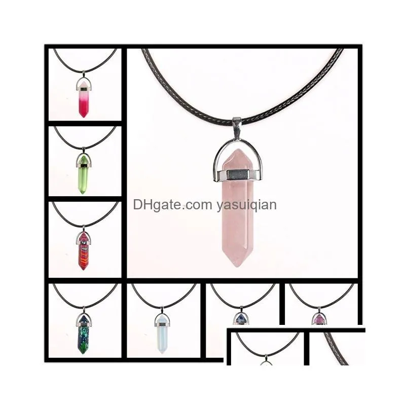 Pendant Necklaces Healing Crystal Quartz Point For Women Men Hexagonal Prism Natural Stone Chains Fashion Jewelry In Bk Drop Delivery Dhywf