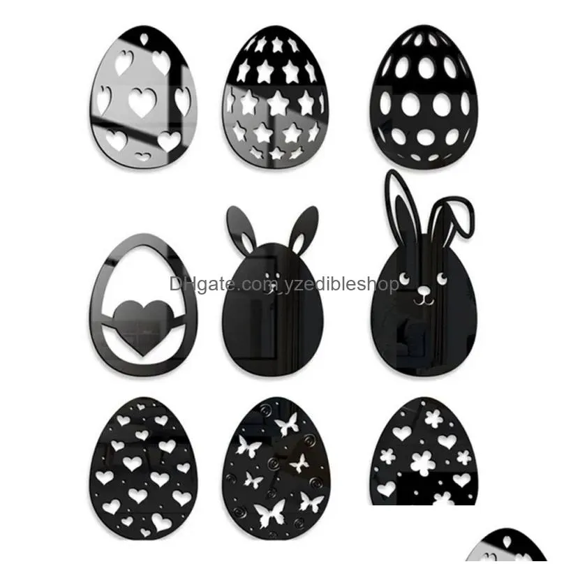 wall stickers 3d acrylic mirror sticker removable cartoon pattern colored eggs decoration for bedroom home living decor