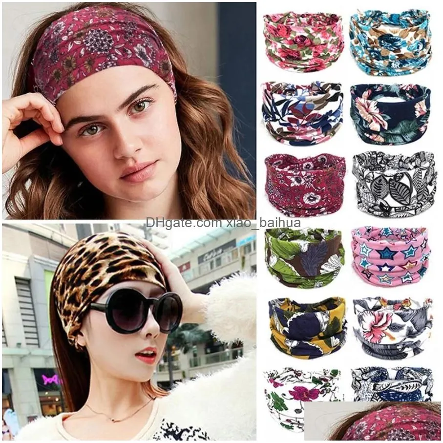 Headwear & Hair Accessories Women Bands Headband Bohemian Sports Run Bandage Elastic Girl Wide Headbands Print Headwrap Headpiece Hair Dhalh