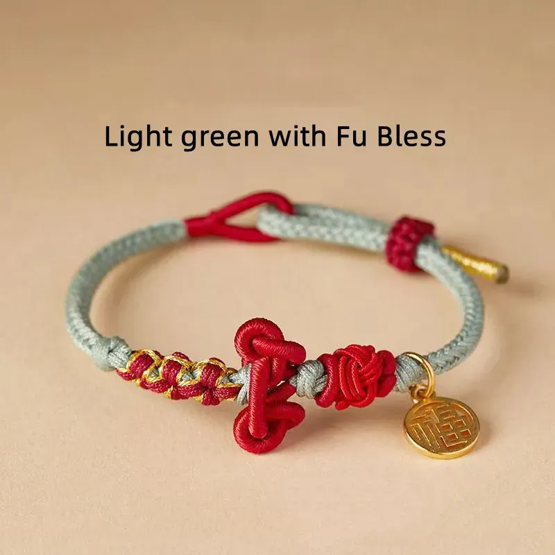Charm Bracelets Hand Braided Lucky Blessing Flower Red Rope Charms Bangles DIY Jewelry Accessories Wholesale