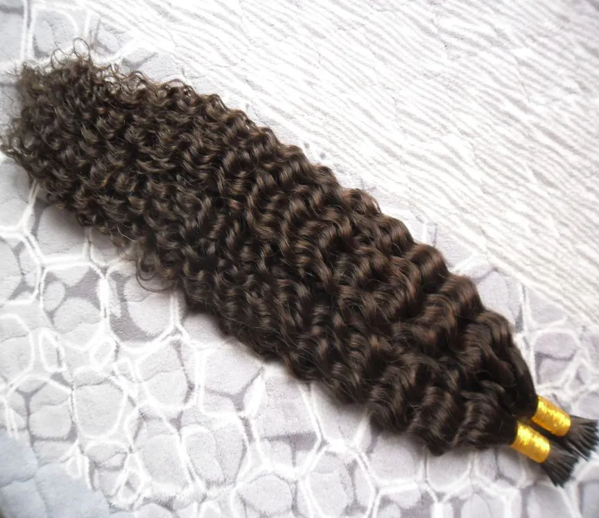 Kinky curly I Tip Hair Extensions 100gstrands Keration Remy Hair On Capsule For Testing Hair2380467