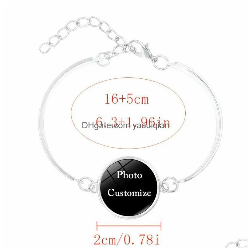 Bracelet, Earrings & Necklace Personalized Custom Made Po Medallions Jewelry Set Glass Cabochon Pendant Moon Stud Dangle Bracelet Ban Dhj6C