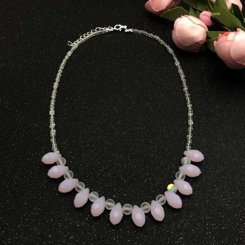 Fashion Statement Necklace Pink Crystal White Opalite Beads Pendant KBJW Original Party Collar For Women 2021 Chokers