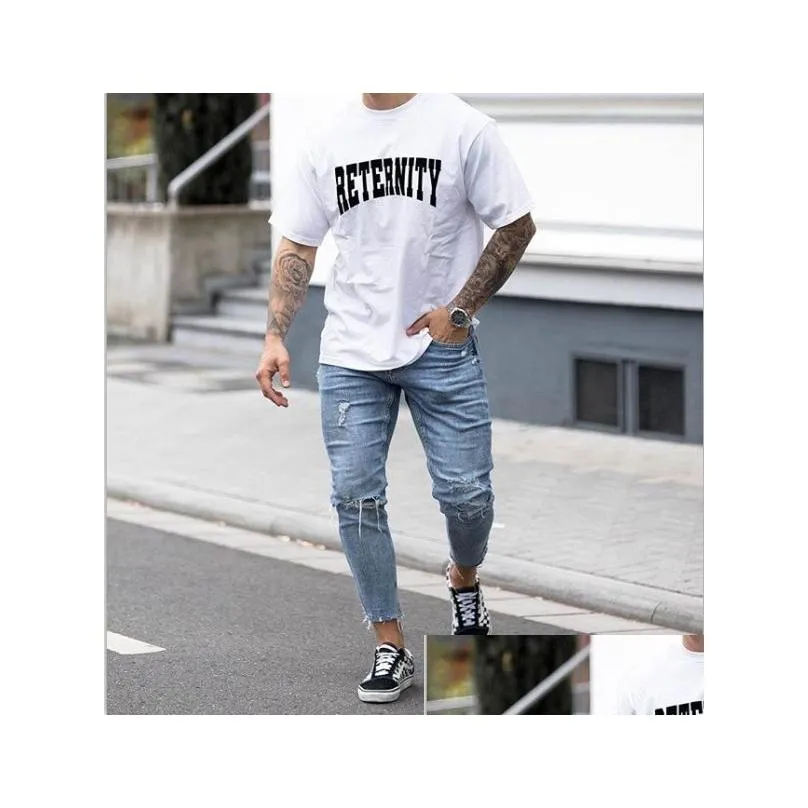 Men`S Jeans Ninth Mens Hole High Street Washed New Summer Fashion Cool Casual Urban Wind Pencil Drop Delivery Apparel Clothing Dhsbz