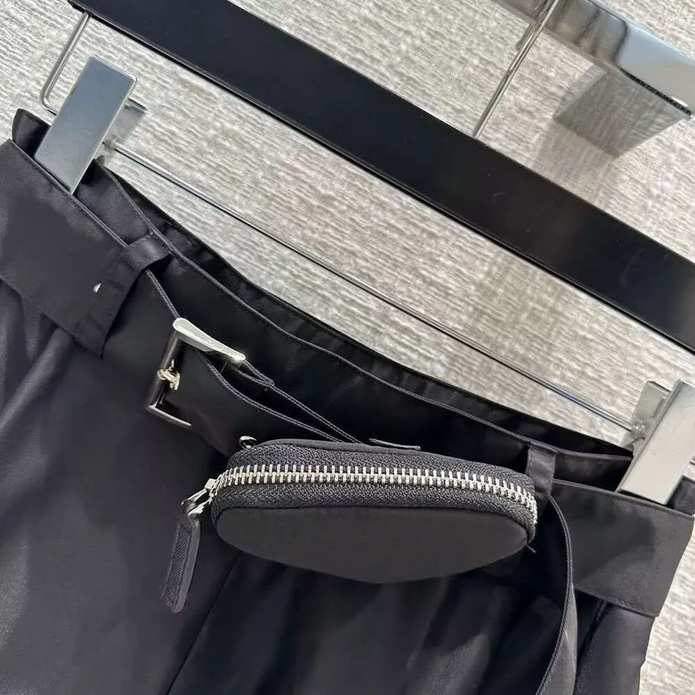 Skirt For Women Midi Black Fashion Designer Highwaist Skirt With Bow Tie And Zipper Waist Bag A-line Version SML FZ0306140