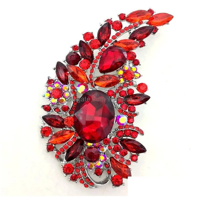 Pins Brooches 5 Inch Huge Size Elegant Luxurious Mticolored Rhinestone Crystal Diamante Large Gift Brooch 10 Colors Available Drop Dhqfx