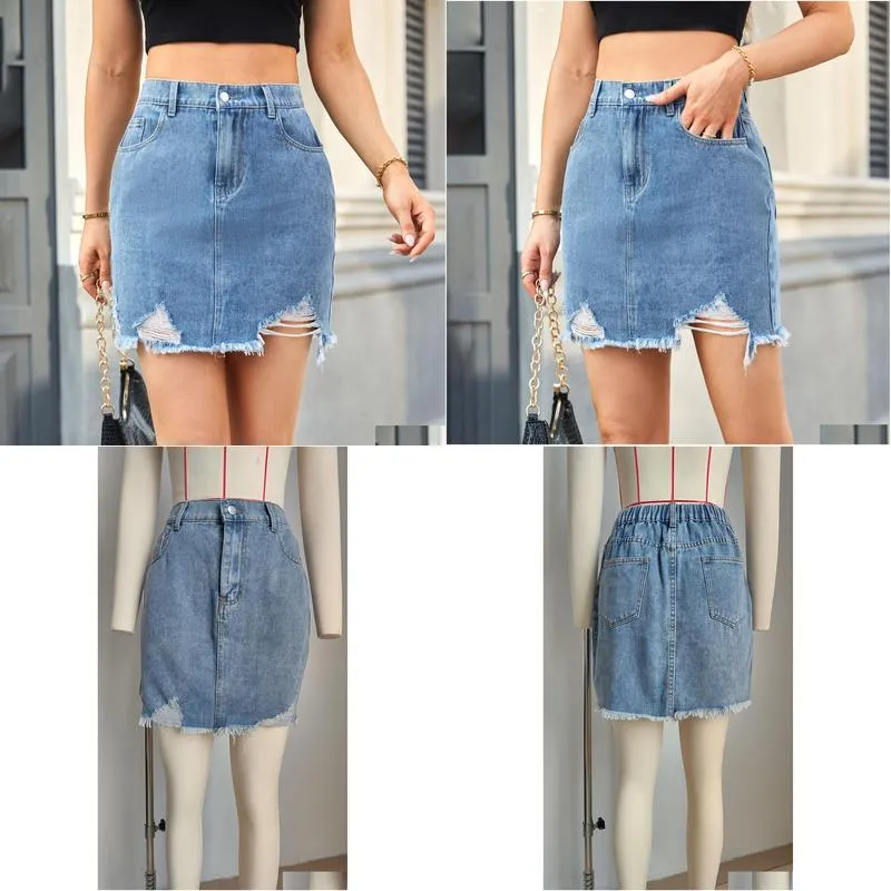 Skirts for Women Denim Mini Skirt Bodycon Trendy Summer Casual Jean Skirt Elastic Waist Plus Size S M L XL XXL