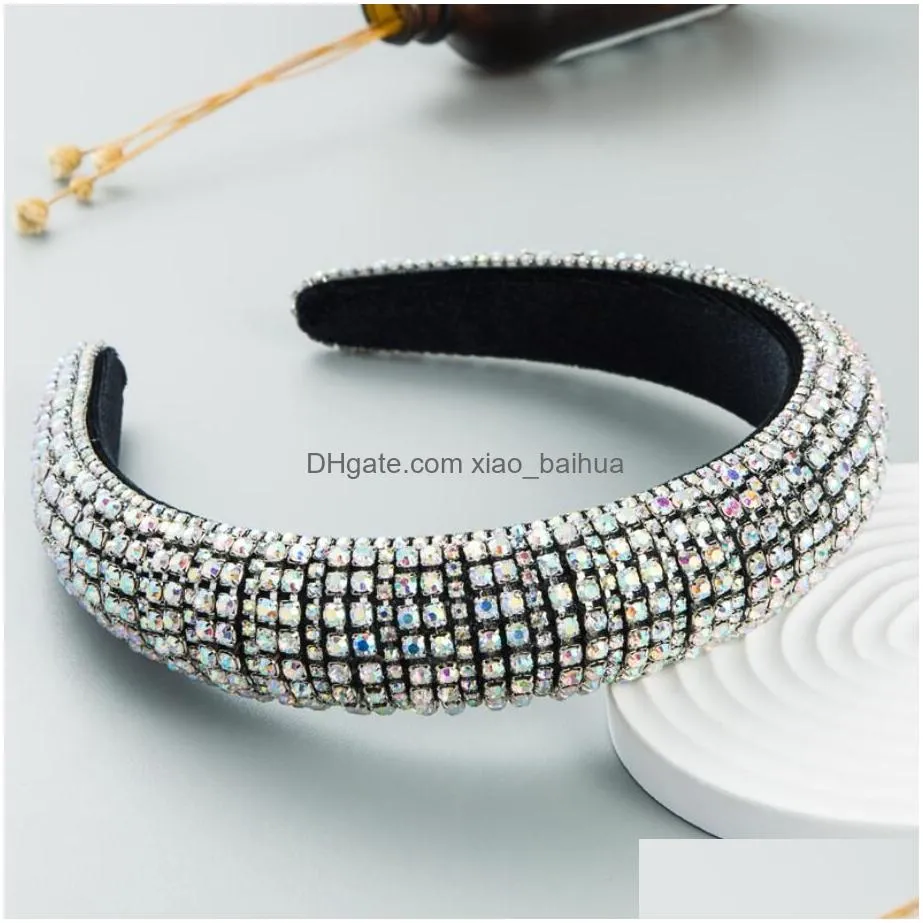 Headbands Luxury Sparkly Fl Crystal Pearl Baroque Hairbands Padded Rhinestone Princess Hair Bands For Headdress Birthday Drop Deliver Dhfwa