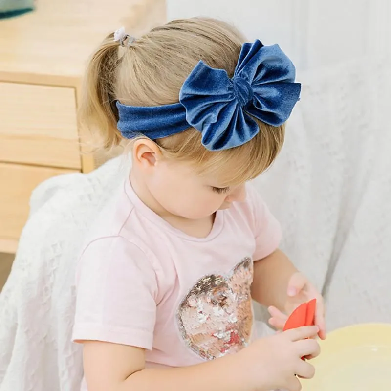 Hair Accessories Velvet Baby Headband Turban Big Bowknot Girl For Born Bow Band Children Kid Head Wrap