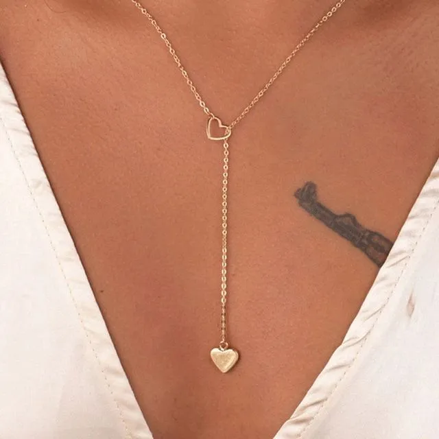 New Trendy Multilayer Heart Butterfly Necklace for Women Fashion Gold Silver Color Geometric Chain Collar Necklace Jewelry Gift